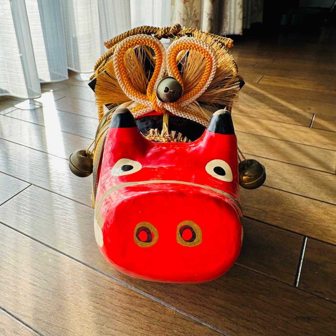 【大型/赤べこ/縁起物】 郷土玩具 アンティーク 骨董品 希少 千両べこ