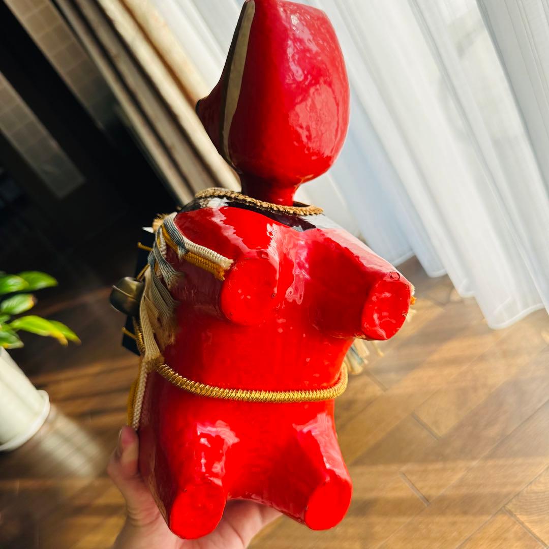 【大型/赤べこ/縁起物】 郷土玩具 アンティーク 骨董品 希少 千両べこ