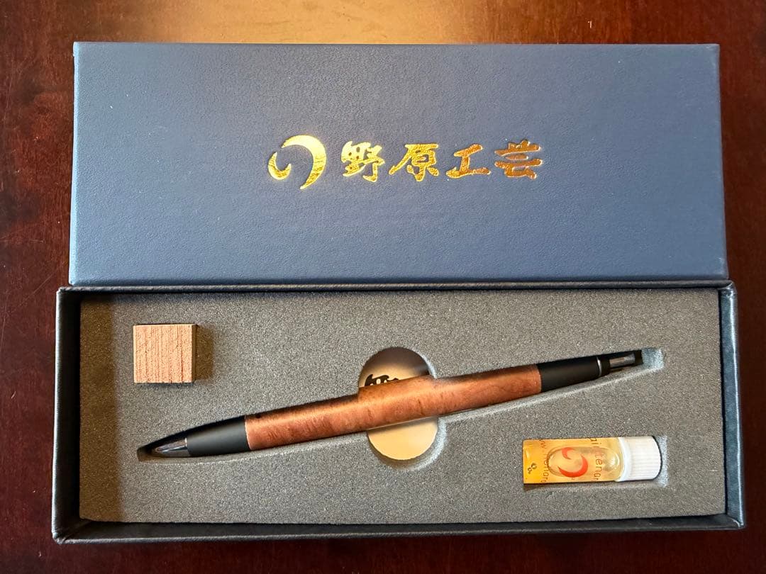野原工芸　セコイア瘤杢　限定樹種　スリム　ボールペン（シルバー金具）　正規品