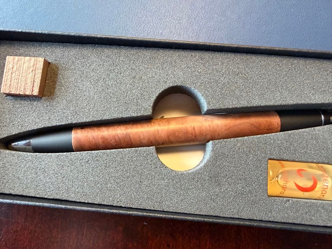 野原工芸　セコイア瘤杢　限定樹種　スリム　ボールペン（シルバー金具）　正規品