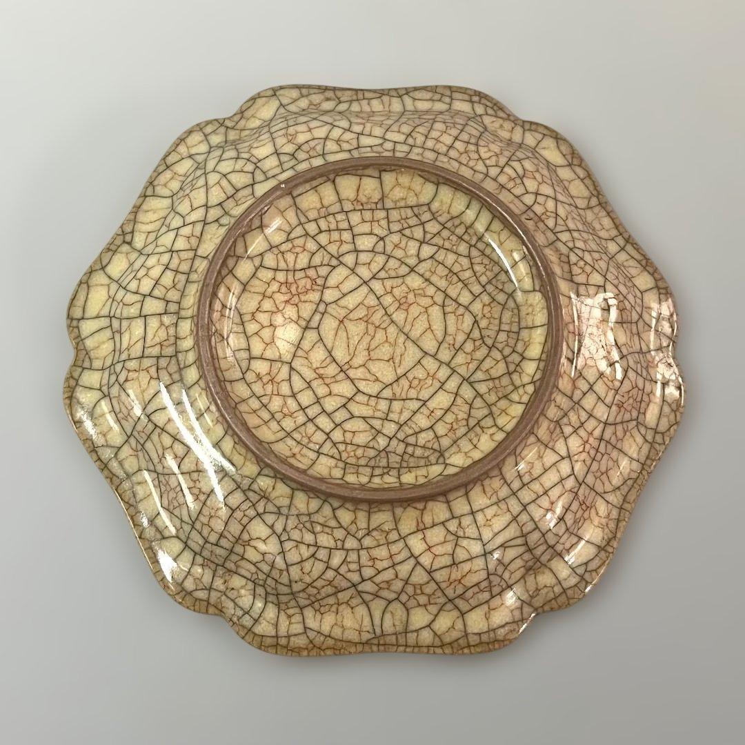 唐物 哥窯稜花盤 中国美術 古玩 SH22