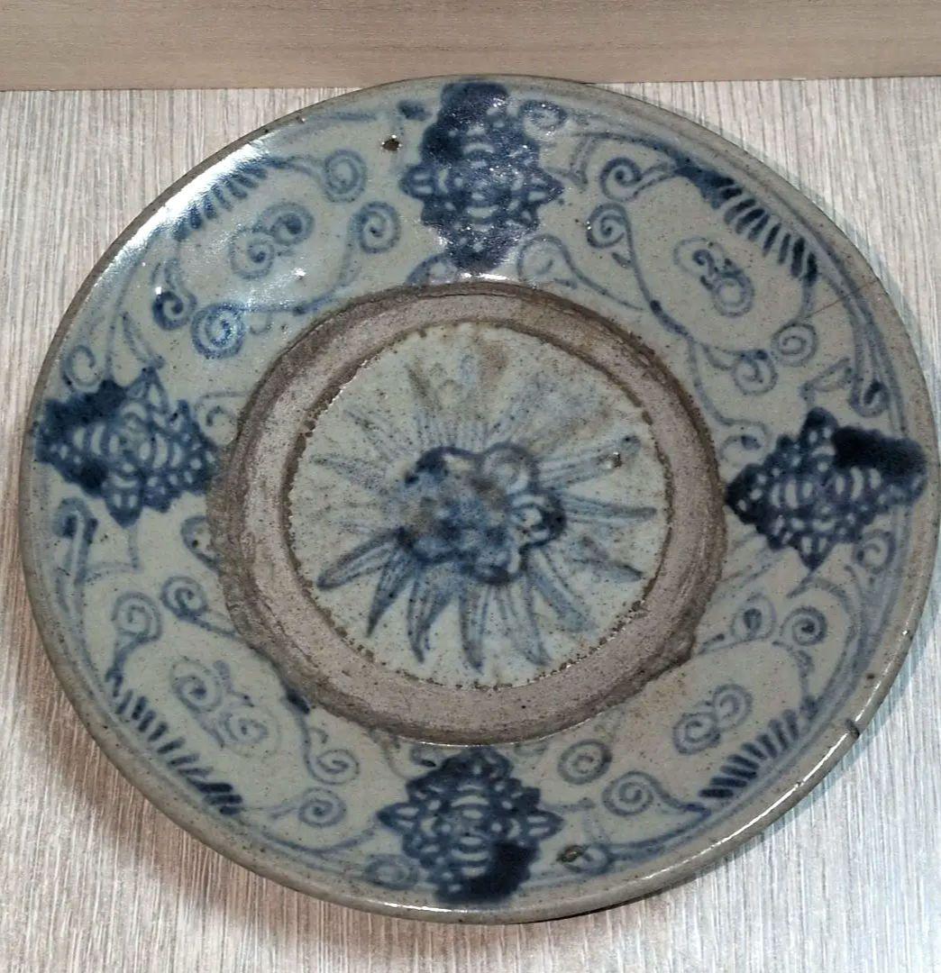 清花菊花紋小皿 中国 古美術 骨董