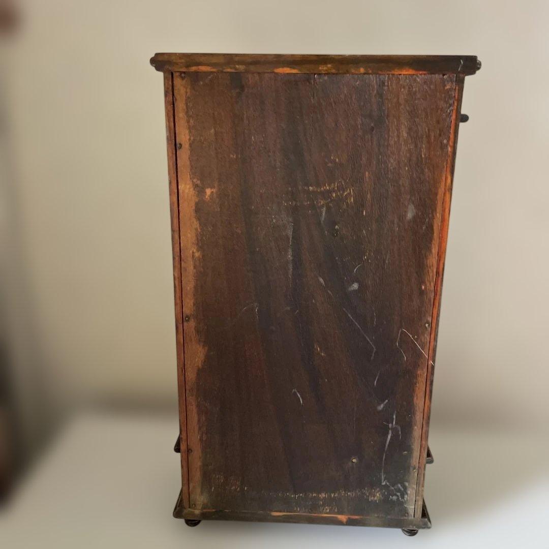 アンティーク調 小型ミラーキャビネット 引き出し付き ウッド