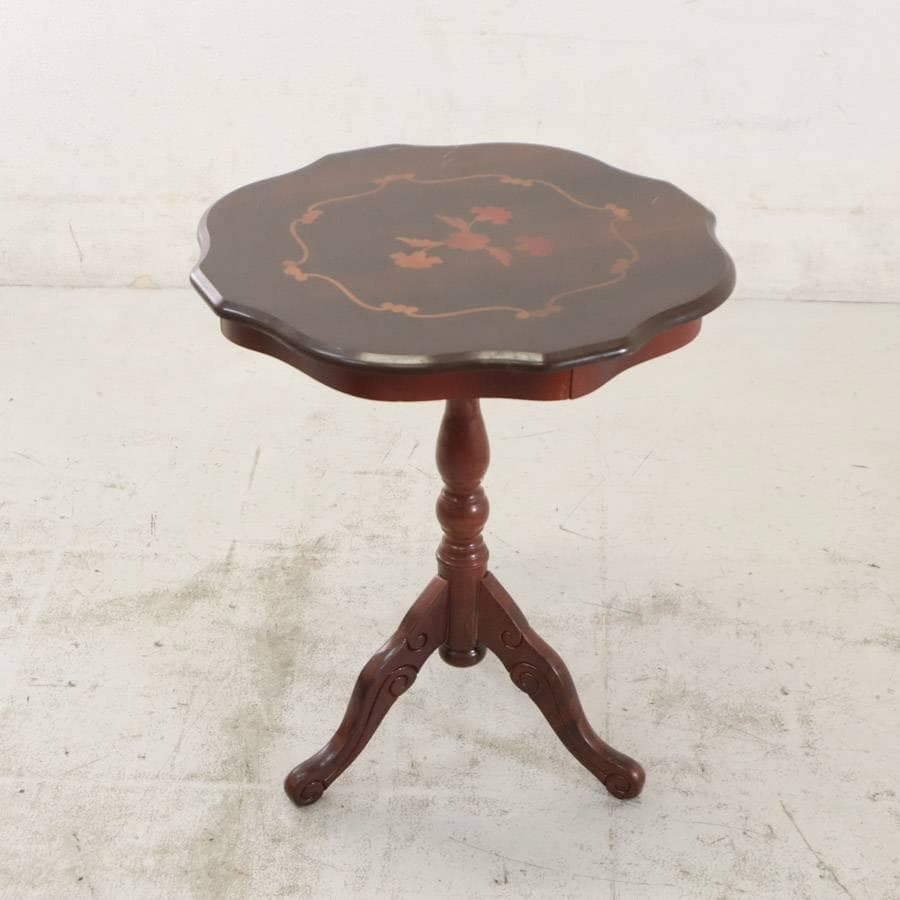 イタリア製クラシカル家具 サイドテーブル 木製 象嵌細工 高さ61cm