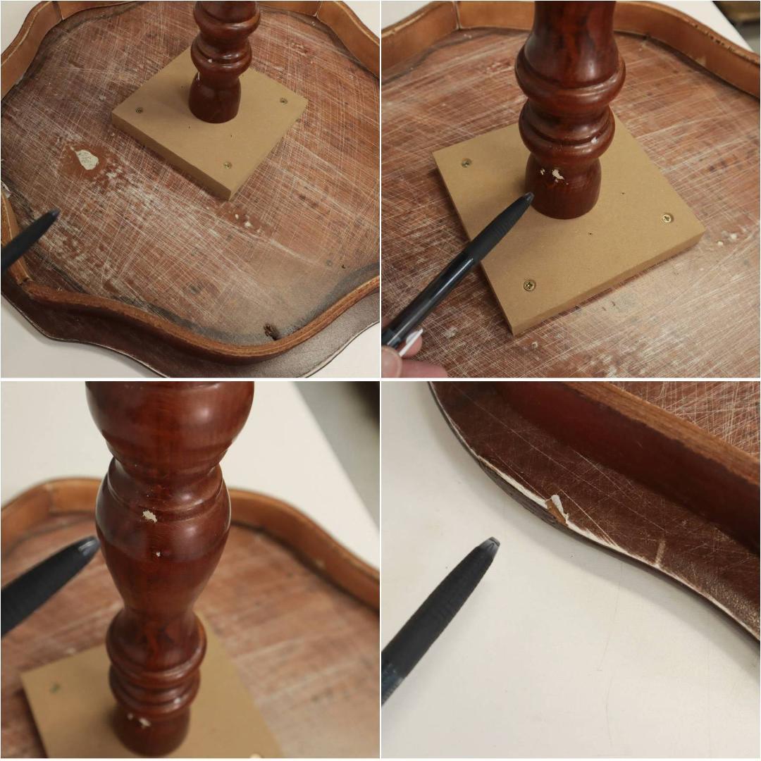 イタリア製クラシカル家具 サイドテーブル 木製 象嵌細工 高さ61cm