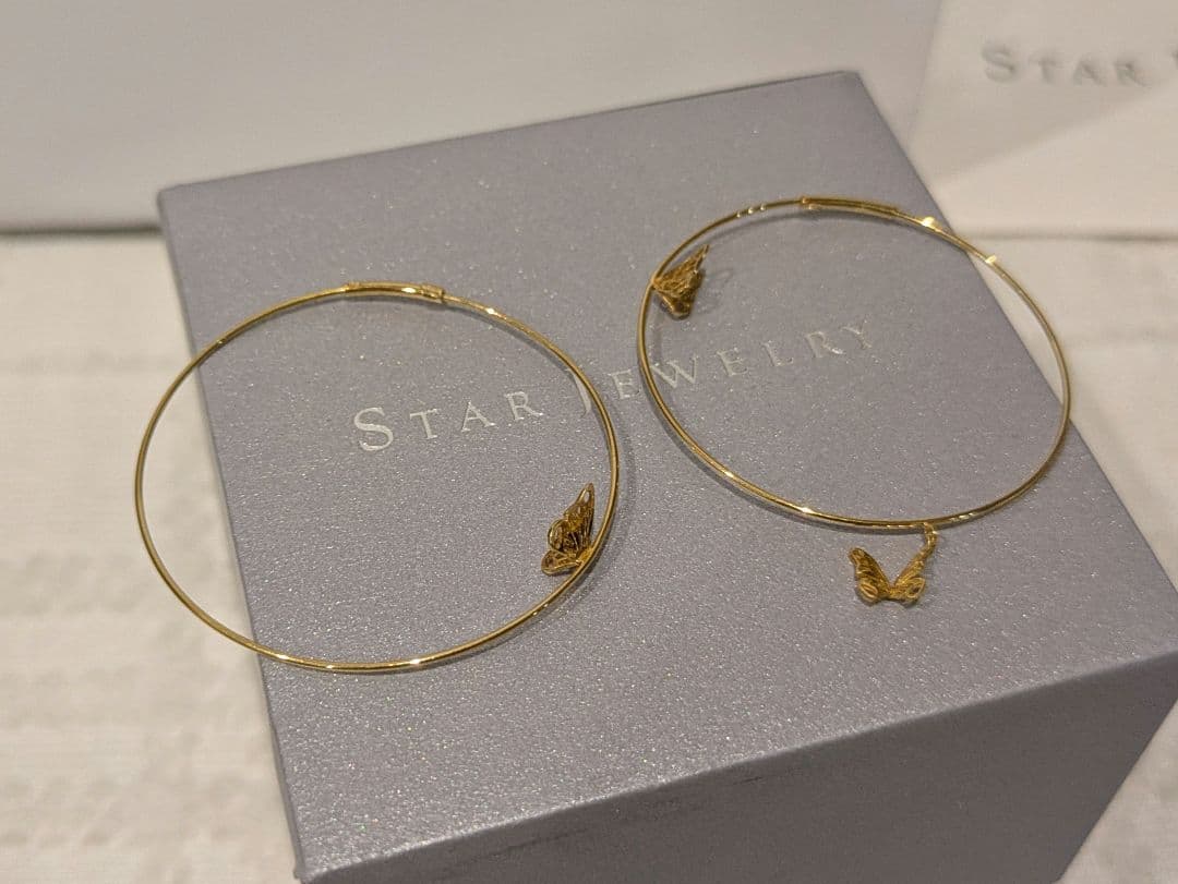 STAR JEWELRY スタージュエリー バタフライ 蝶 フープ ピアス