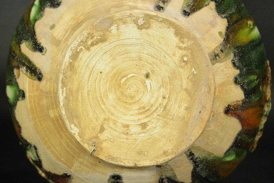 中国美術 唐三彩 丸壷 φ23.2cm(LC239)