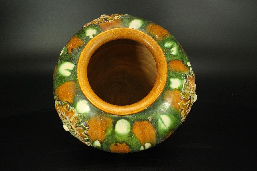 中国美術 唐三彩 丸壷 φ23.2cm(LC239)