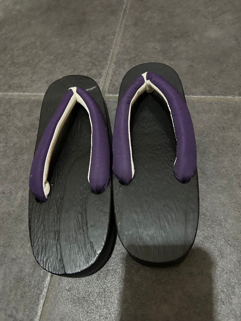 黒白花柄 浴衣・帯・下駄3点セット