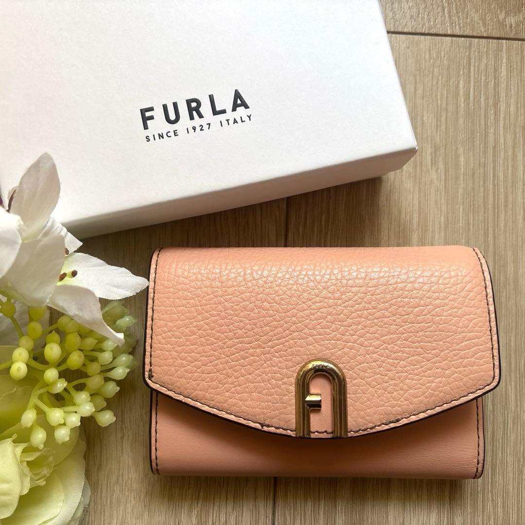 【FURLA】 フルラ 三つ折り財布 コンパクトピンク ベージュ 新品