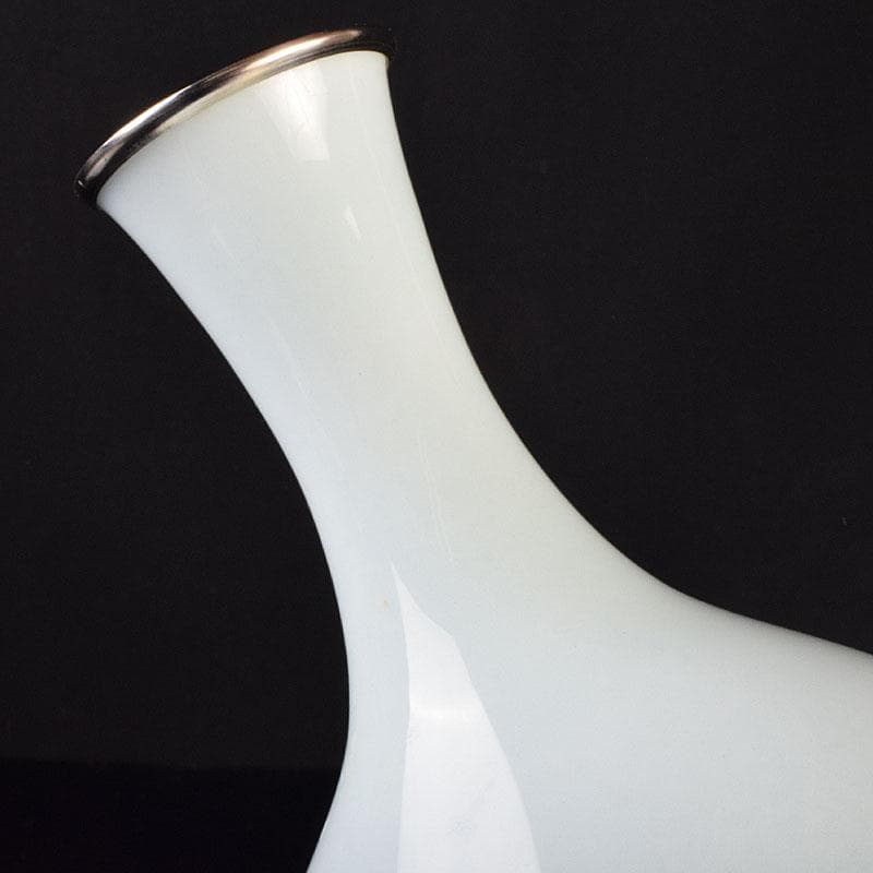 七宝焼　安藤七宝店造　青玉釉　唐草文　花瓶　共箱　D　R9181H