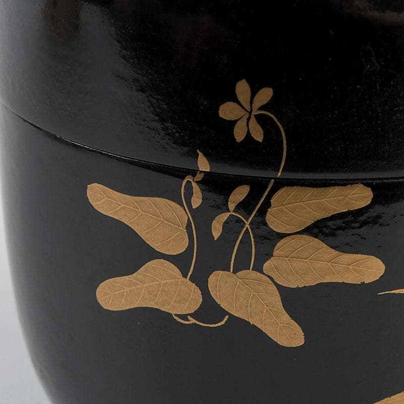 茶道具　堀川蒼雲作　螺鈿装飾　花蝶蒔絵　中棗　共箱　V　9363