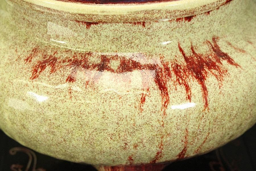 中国美術 窯変釉 時代 火鉢 瓶掛 φ30cm(LC403)