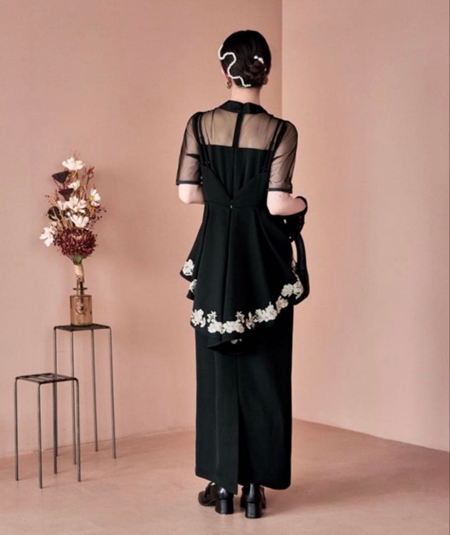 【お呼ばれ】etoll. 刺繍ペプラムビスチェ＆Iラインドレスセットアップ