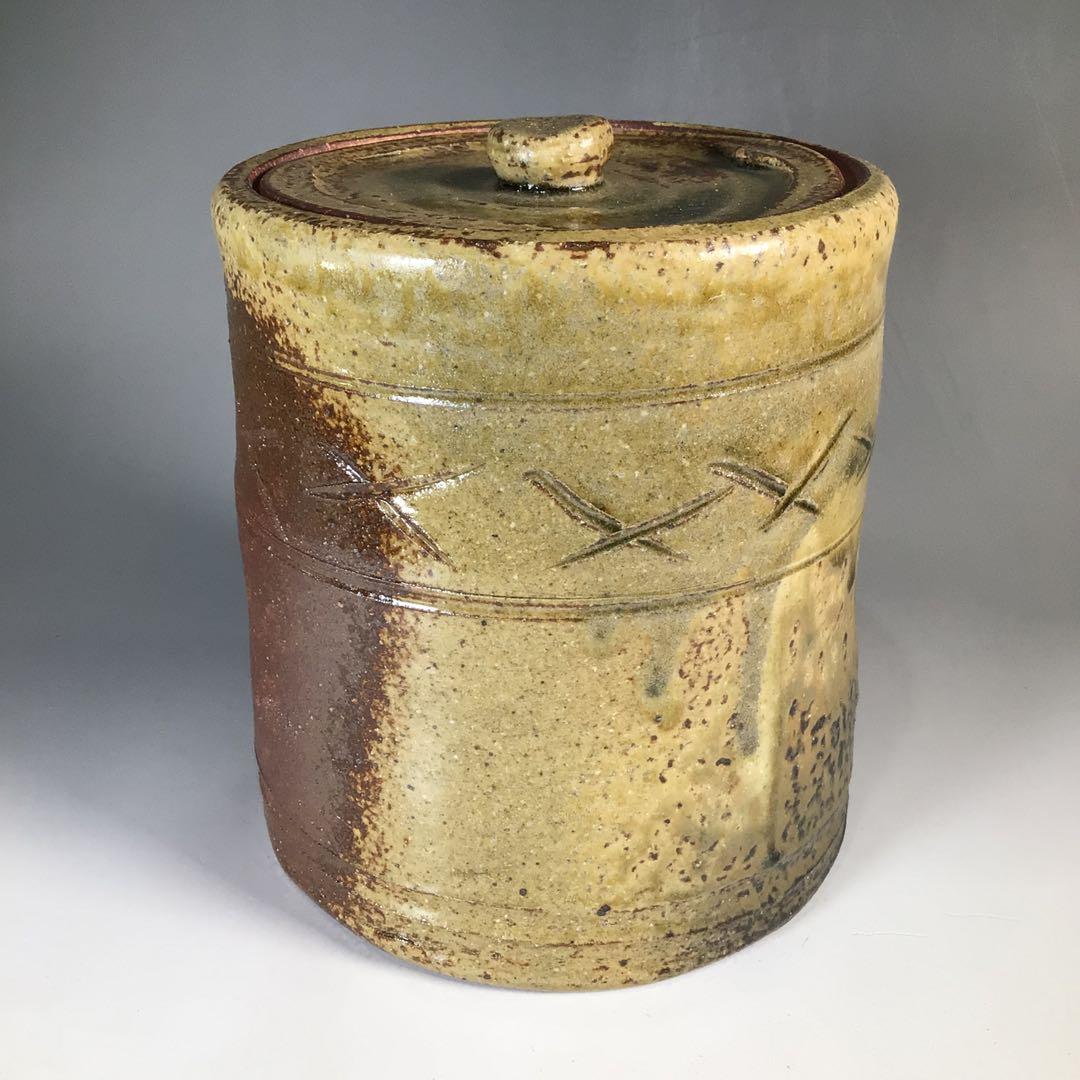 Ｎ６９３　水指　『温品焼』『康寿窯　本多康彦造』『一重口水指』　共箱　茶道具