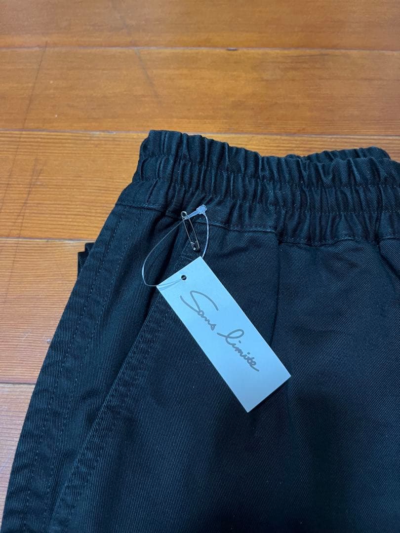 完売 sans limite ゴムパンツ チノ ブラック 0