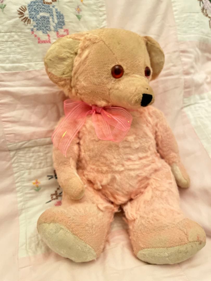 アンティーク ビンテージ イギリス ピンクベア テディベア くま ぬいぐるみ