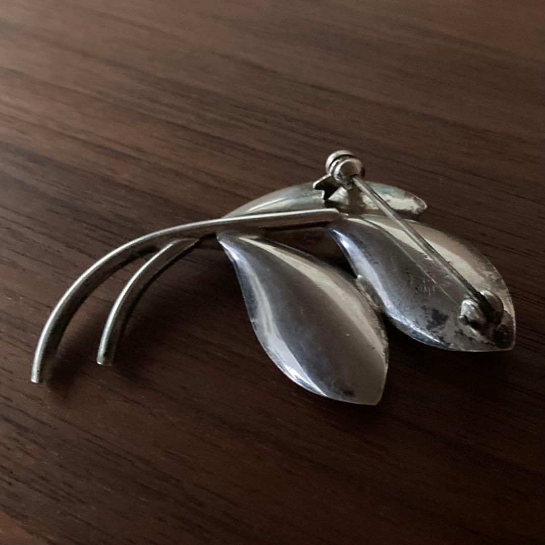 ヴィンテージ＊A&K ブローチ　リーフ　シルバー　北欧　アンティーク