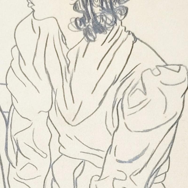 ☆中西利雄☆「婦人像」素描　デッサン画 大衣サイズ