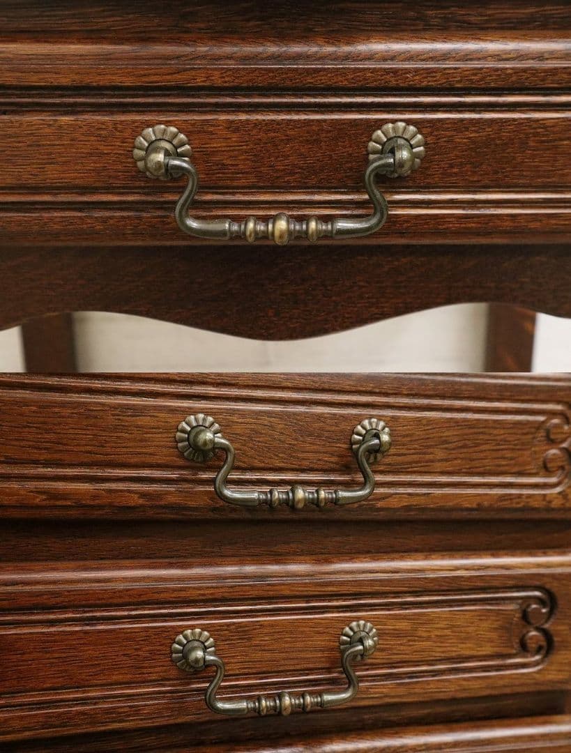 高級 三越家具【ブルージュ】サイドチェスト・ナイトテーブル・猫脚・オーク材