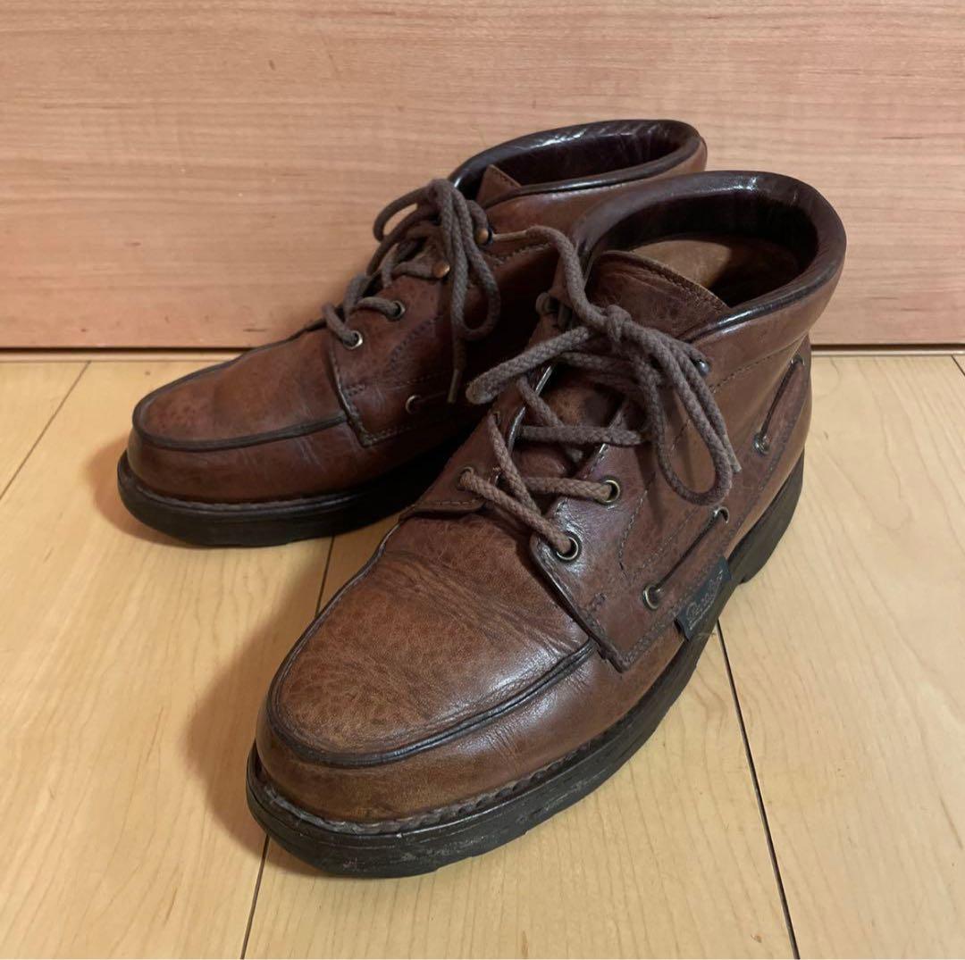 フランス製【パラブーツ】ヴィンテージでかタグ ミドルカットモカシンレザーシューズ
