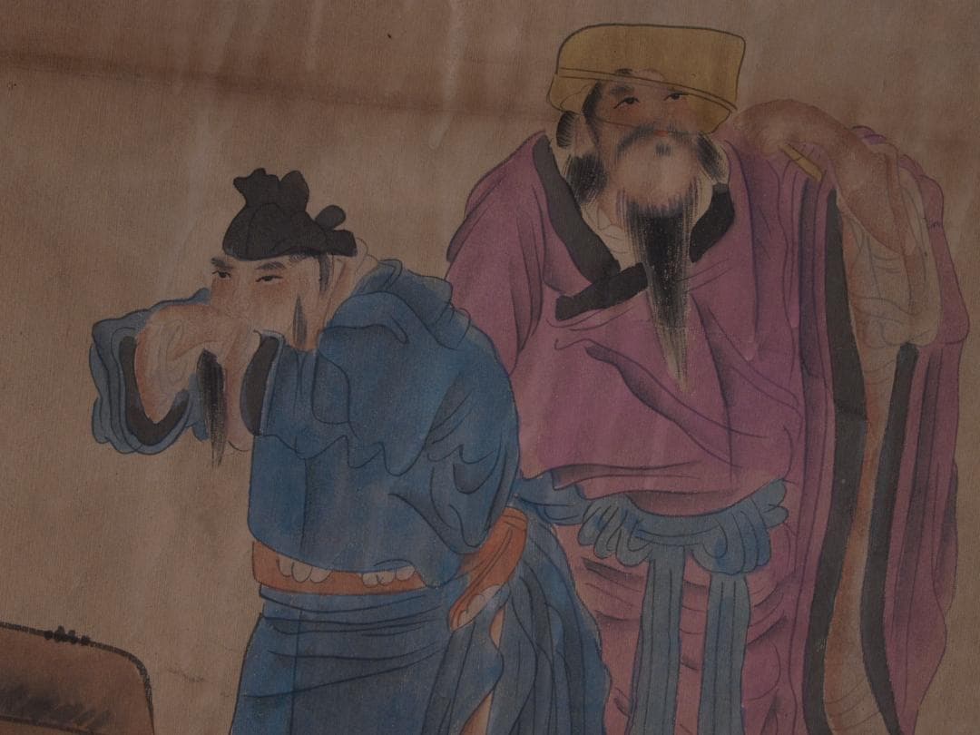 旧家整理品　中国清時代掛け軸　肉筆水彩絵　骨董品　 AK436A10-3