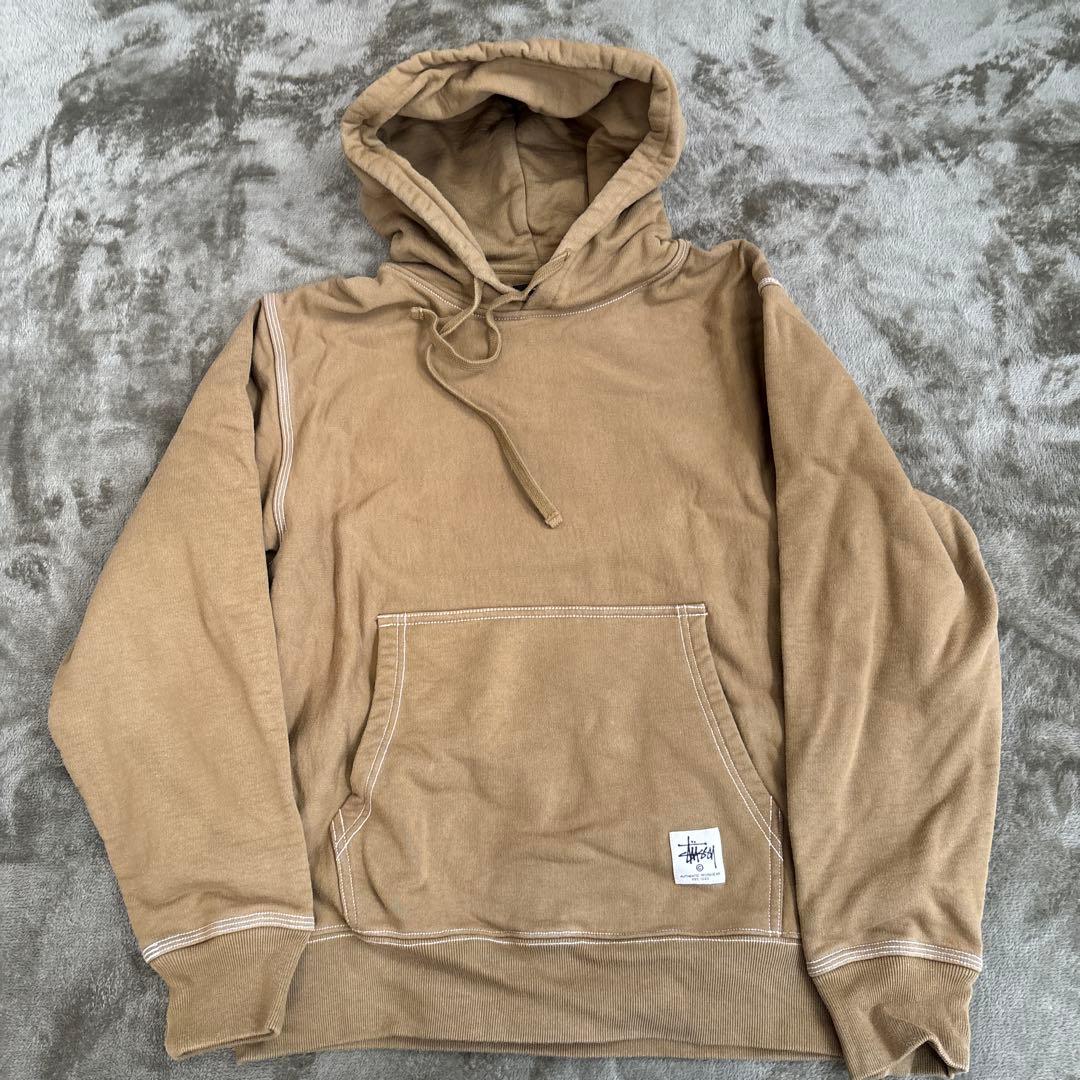 ベージュ フード付き スウェットパーカー