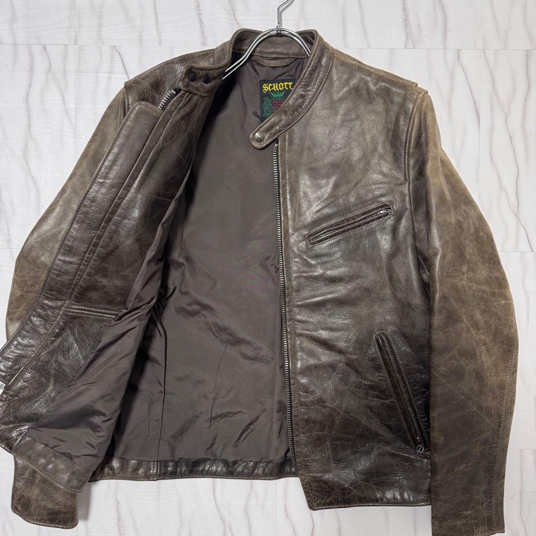 Schott カウハイド シングルレザーライダース ブラウン Mサイズ USA