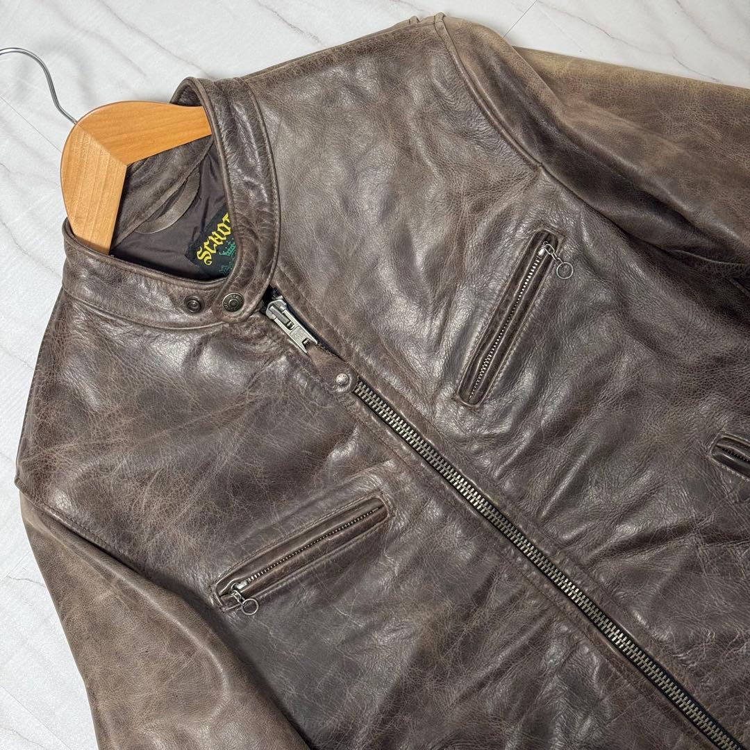 Schott カウハイド シングルレザーライダース ブラウン Mサイズ USA