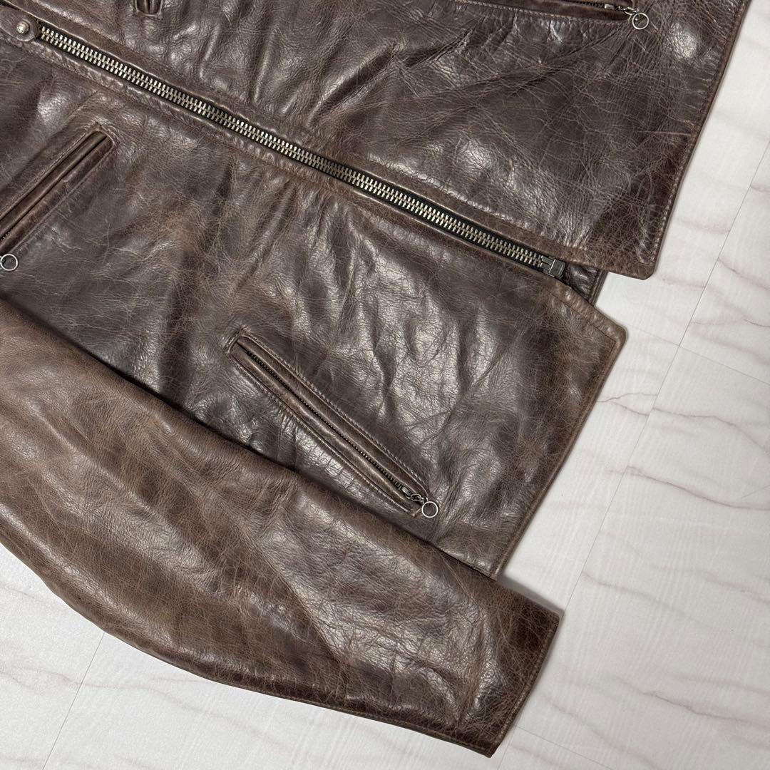 Schott カウハイド シングルレザーライダース ブラウン Mサイズ USA