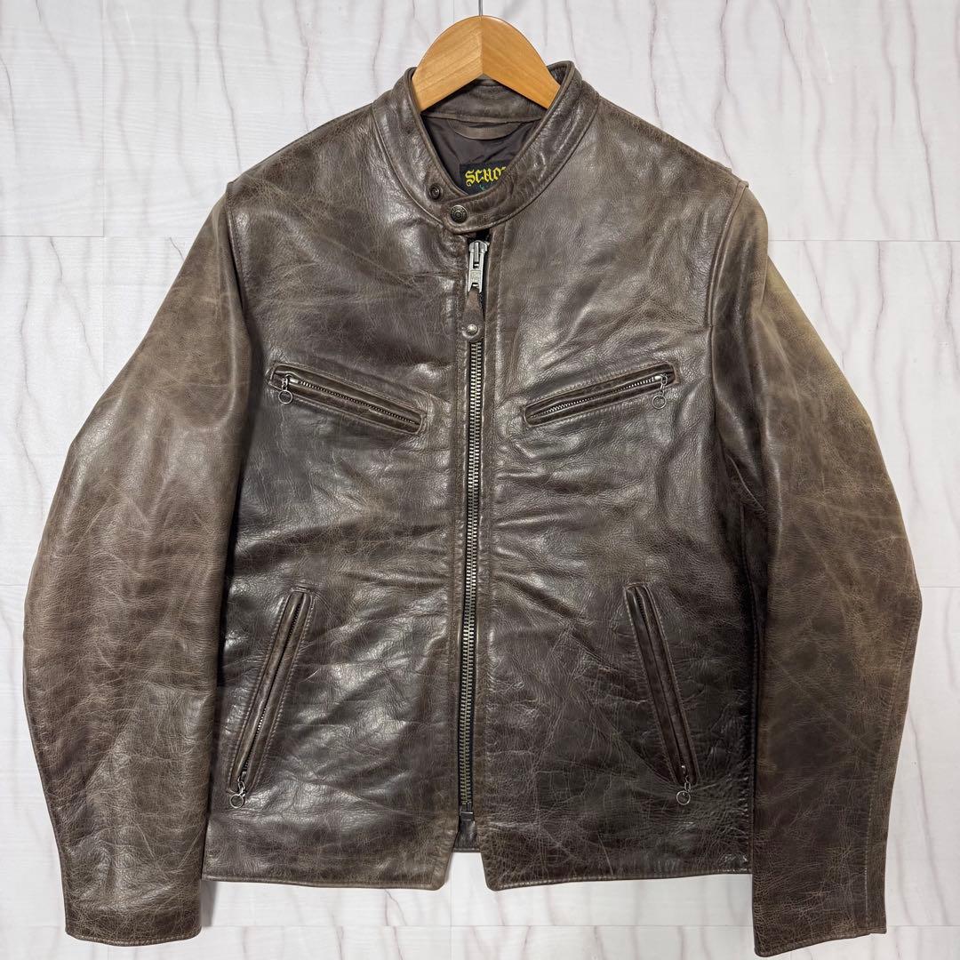 Schott カウハイド シングルレザーライダース ブラウン Mサイズ USA