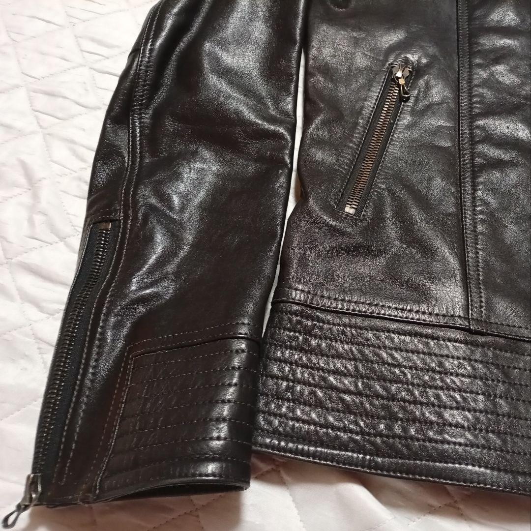 SHELLAC ファー取り外し可能 ライダースジャケット レザージャケット 黒色