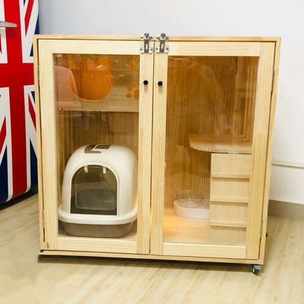 新品、未使用 豪華別荘 猫別荘 透明なドア猫ハウス 通気性 猫ペット かご/6