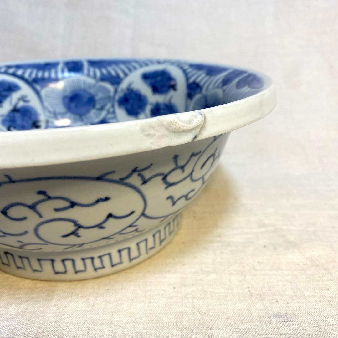 伊万里　古伊万里　鉢　染付　花の図　唐草