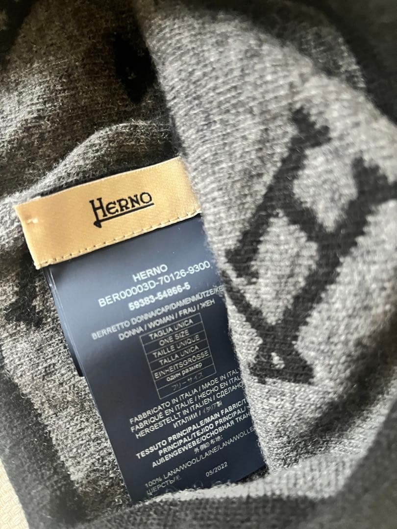 レア★HERNO★ヘルノ★［H］ロゴニット帽子★ビーニー