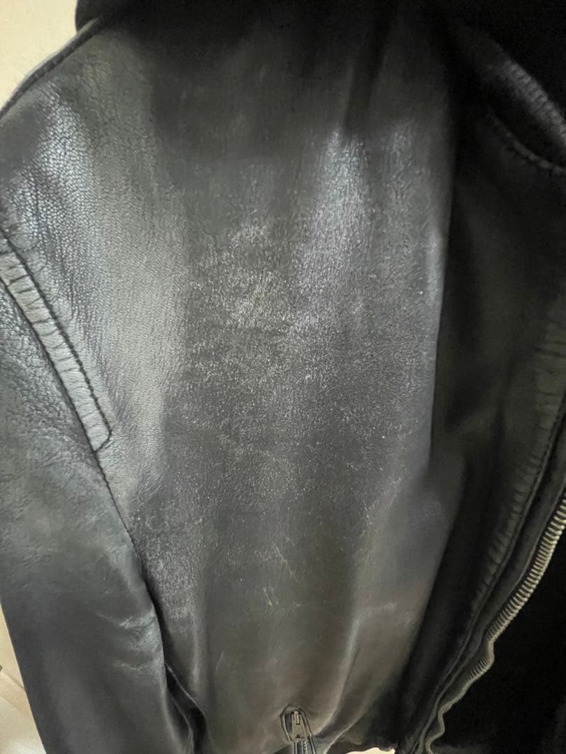 オールセインツ フード付き ブラックレザージャケット S