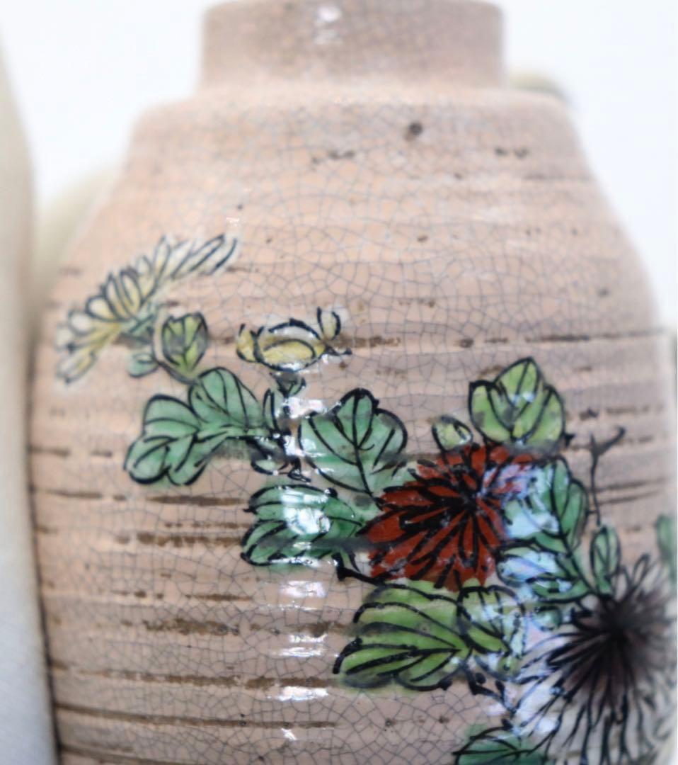 高橋道八　花鳥紋花入　清水　京焼　木箱入　送料込み0410