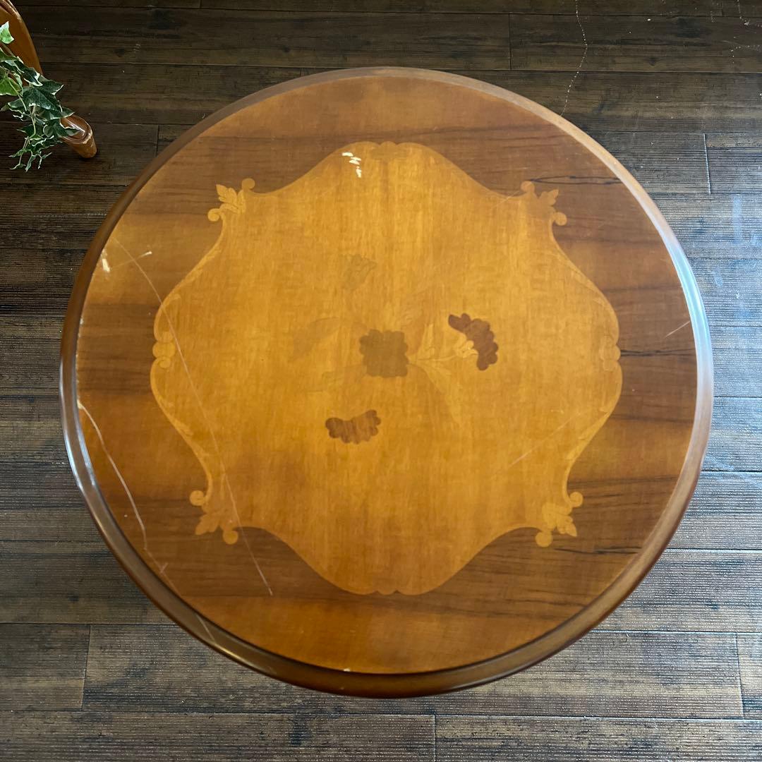 k987r115 イタリア製 象嵌細工のサイドテーブル コーヒーテーブル 円形