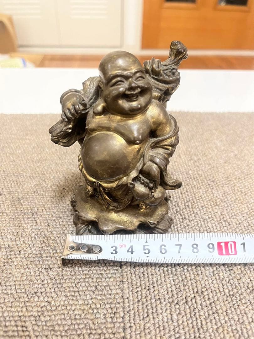 中国美術 布袋様　真鍮骨董　銅製唐物　七福神　大　縁起