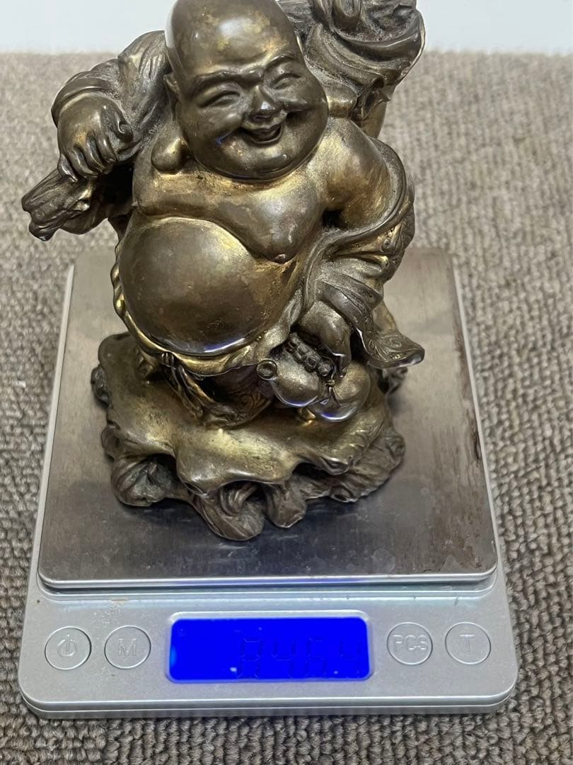 中国美術 布袋様　真鍮骨董　銅製唐物　七福神　大　縁起
