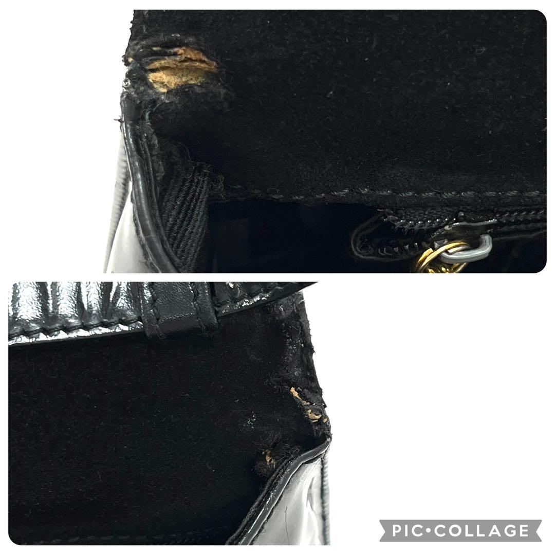 フェラガモ　ショルダー ハンドバッグ　2WAY　ヴァラリボン パテントレザー