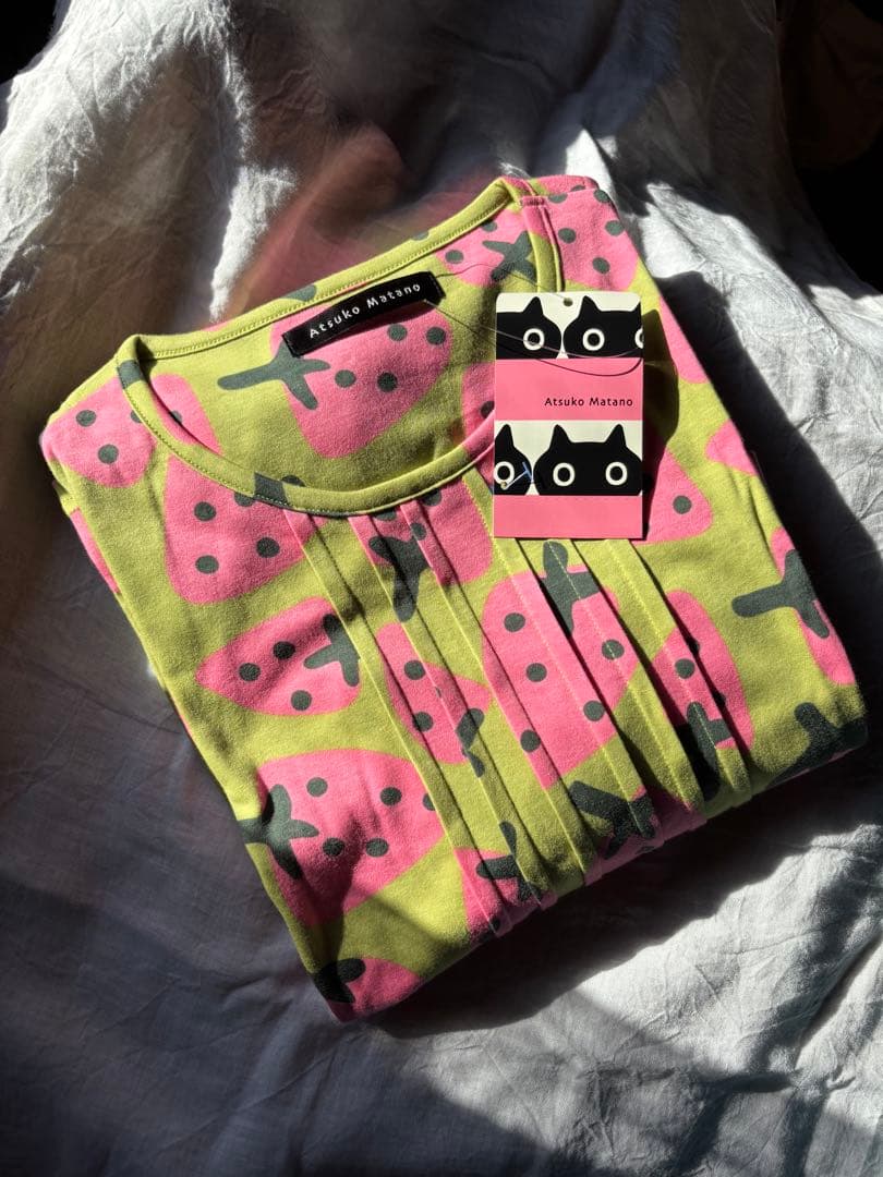 Atsuko Matano マタノアツコ　イチゴ柄ルームウェア ワンピース　M