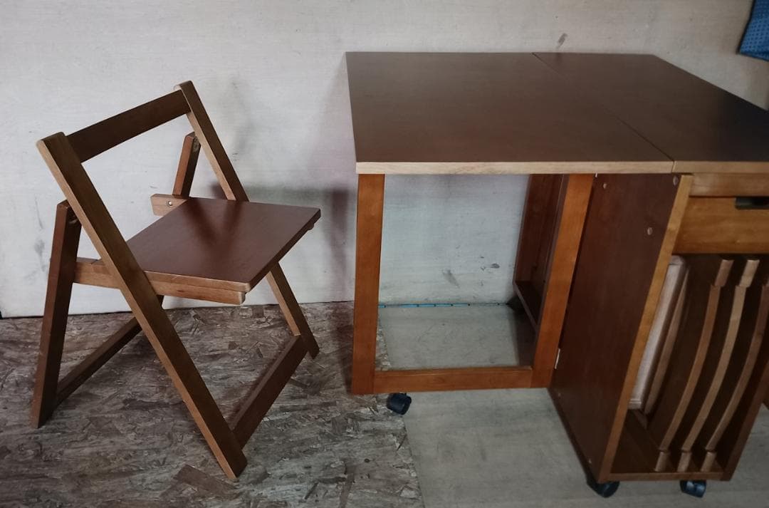 折りたたみテーブル＆チェア4脚セット バタフライテーブル 伸長式 ダイニング