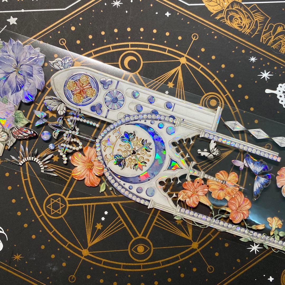 【9176】海外　中古巻　貝殻光マスキングテープ　ステンドグラス　装飾背景系