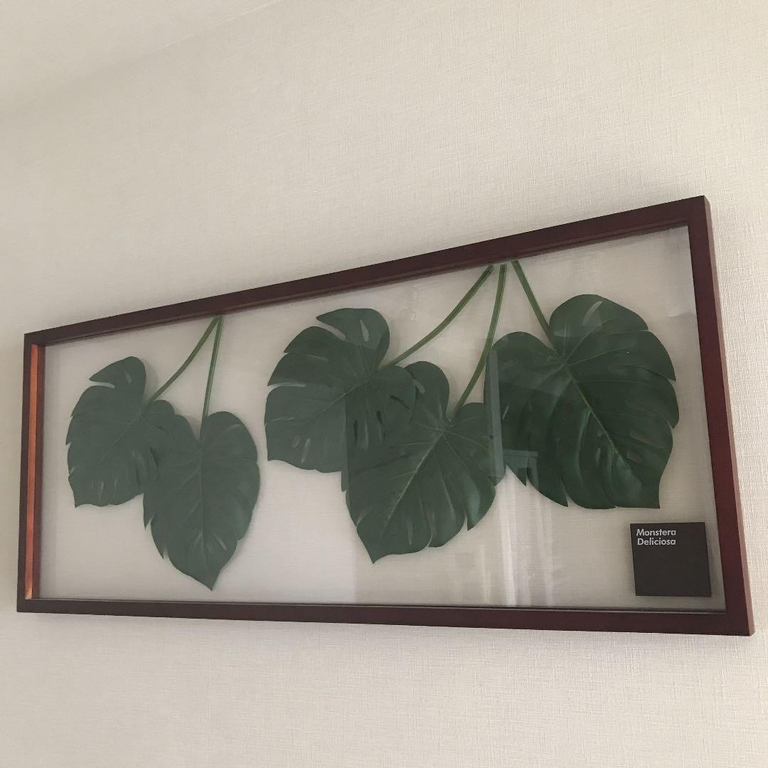 リーフパネルアート　植物絵画　モンステラ　大　北欧風モダンアート