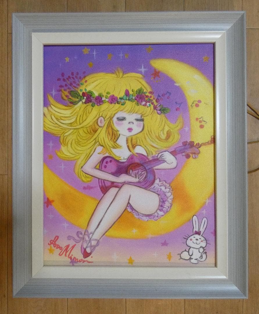 油絵　額付き　水森亜土　 F6 【　人物　】手描き