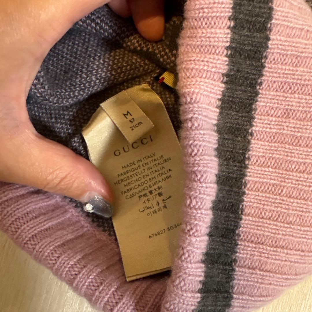 極美品！国内完売 GUCCI グッチ カシミアジャガードニット 帽子M