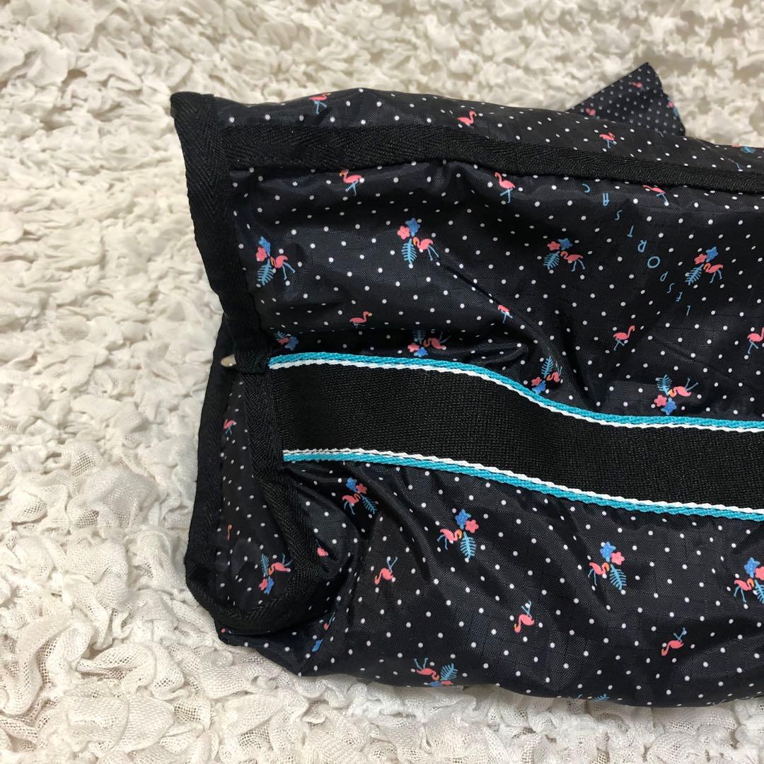 新品【LeSportsac】ボストンバッグ フラミンゴ　黒　ポーチ付き　セット①