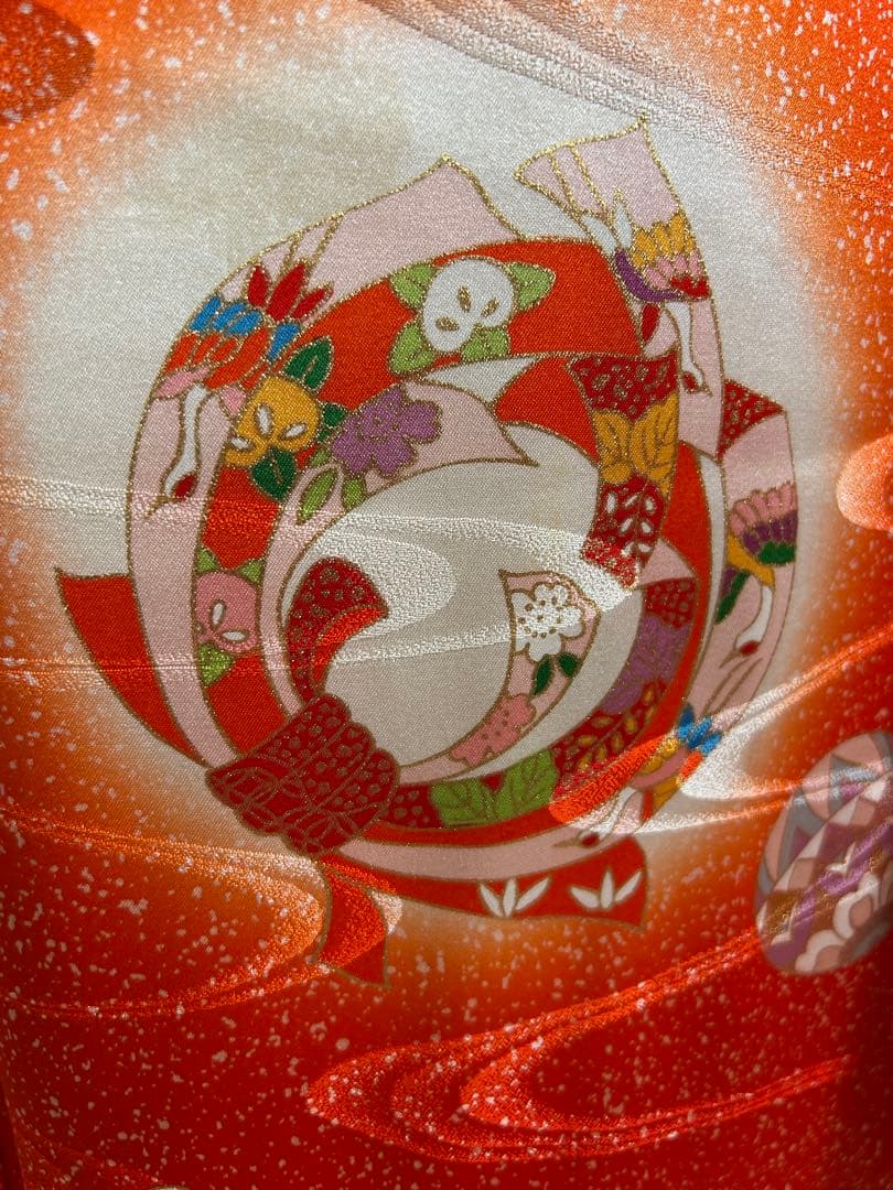 7歳　七五三　正絹着物　古典柄　帯　帯揚げ　帯締め　バッグ　はこせこ　扇子