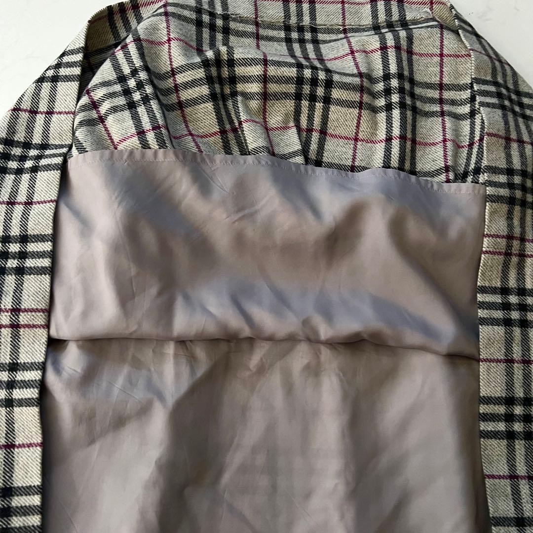 バーバリーロンドン アルパカ混 ウール プリーツスカート ノバチェック36